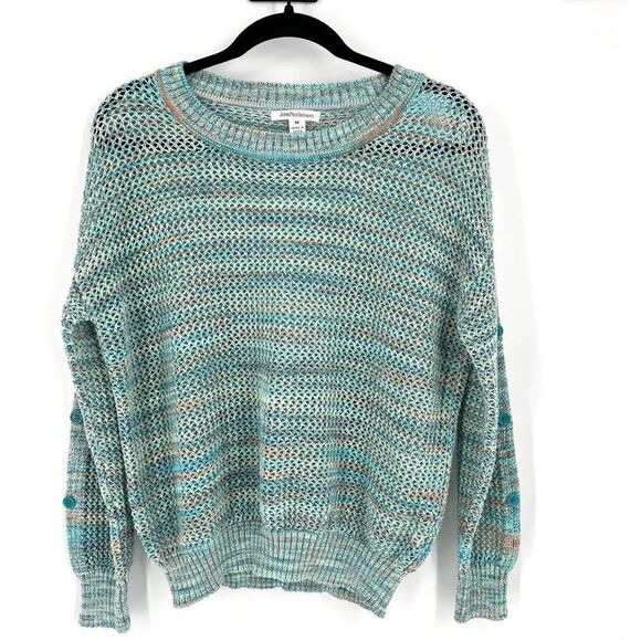 John Paul Richard Women's Beachy Knit Pullover Sweater Green Blue Medium coastal - Picture 1 of 9